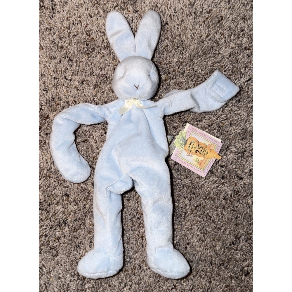 Bunnies By The Bay Bud's Bunny Silly Buddy Blue Plush Pacifier Holder NWT